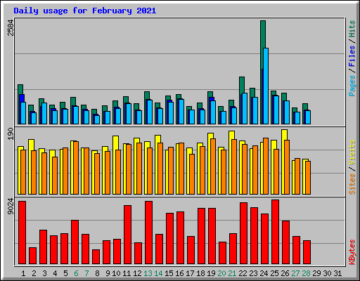 Daily usage for February 2021